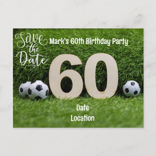 Carte Postale Balle de football 60e anniversaire avec bière sur (Devant)