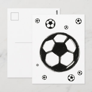 Carte Postale Balle de Football au Pinceau à Encre – Illustratio