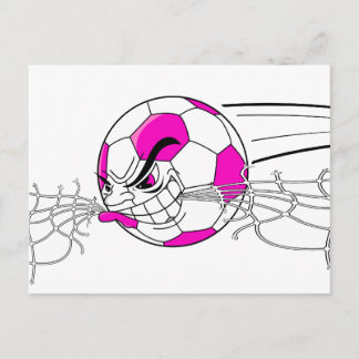 Carte Postale balle de football mordant le filet filles rose