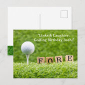 Carte Postale Balle de golf sur gazon vert pour un message d'ann (Devant / Derrière)
