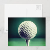 Carte Postale Balle de golf sur tee (Devant / Derrière)