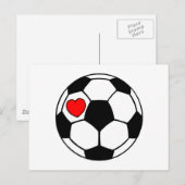 Carte Postale Balle de soccer (Coeur rouge) (Devant / Derrière)