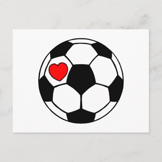 Carte Postale Balle de soccer (Coeur rouge) (Devant)