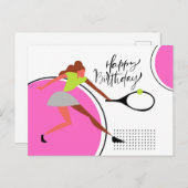 Carte Postale Balle de tennis avec anniversaire de joueuse (Devant / Derrière)