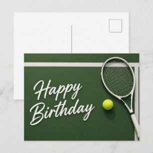 Carte Postale Balle de tennis avec Joyeux Anniversaire sur le co