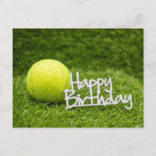 Carte Postale balle de tennis avec joyeux mot d'anniversaire ver
