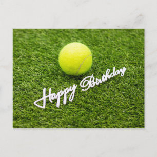 Carte Postale balle de tennis avec joyeux mot d'anniversaire ver