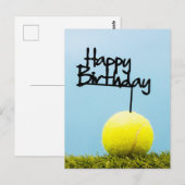 Carte Postale Balle de tennis avec panneau Joyeux Anniversaire s (Devant / Derrière)