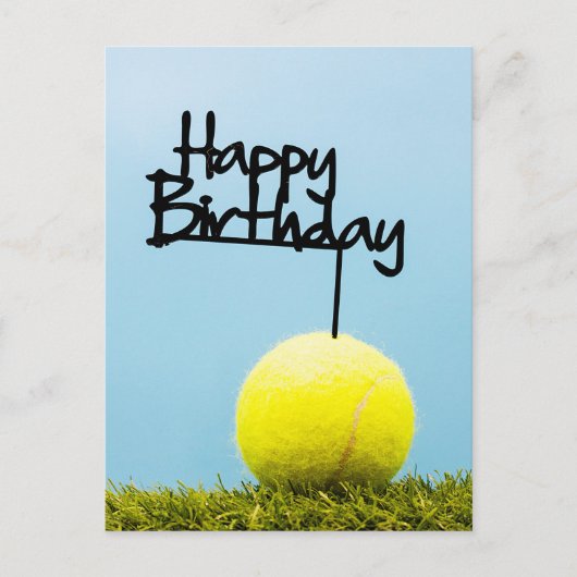 Carte Postale Balle de tennis avec panneau Joyeux Anniversaire s (Devant)