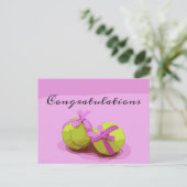 Carte Postale Balle de tennis avec ruban rose Félicitations (Debout devant)
