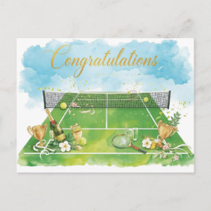Carte Postale Balle de tennis félicitations sur vert