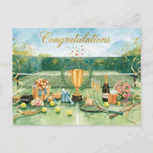 Carte Postale Balle de tennis félicitations sur vert