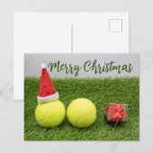 Carte Postale Balle de tennis Joyeux Noël Vacances (Devant / Derrière)