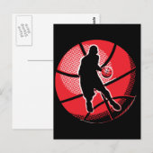 Carte Postale Balle du joueur de basketball rétro (Devant / Derrière)