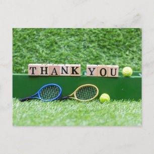 Carte Postale Balle et raquette de tennis Merci coach ou joueur 