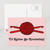 Carte Postale Balle rouge de fils et crochets de crochet (Arrièr (Devant / Derrière)