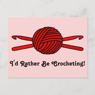 Carte Postale Balle rouge de fils et crochets de crochet (Arrièr