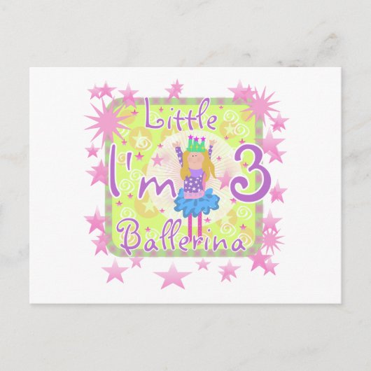 Carte Postale Ballerina 3e Anniversaire Tshirts et cadeaux (Devant)