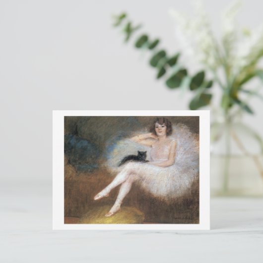 Carte Postale Ballerina avec chat noir, Pierre Carrier-Belleuse (Debout devant)