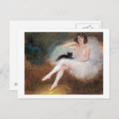 Carte Postale Ballerina avec chat noir, Pierre Carrier-Belleuse (Devant / Derrière)