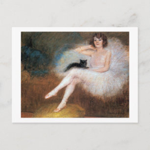 Carte Postale Ballerina avec chat noir, Pierre Carrier-Belleuse