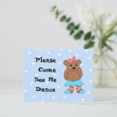 Carte Postale Ballerina Bear Dance Considérant Invitation (Debout devant)