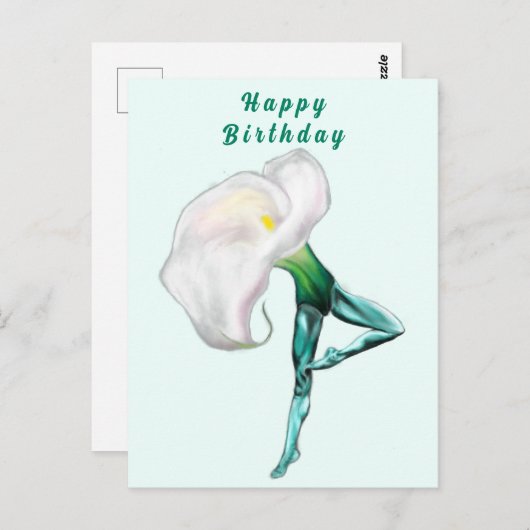 Carte Postale Ballerina Calla Lily Ballet Danseuse Anniversaire (Devant / Derrière)
