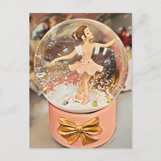 Carte postale Ballerina Christmas Snow Globe (Devant)