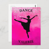 Carte Postale Ballerina Dance Pink Ombre Sparkle (Devant / Derrière)