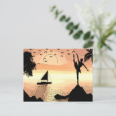 Carte Postale Ballerina Dancing Sunset Abstraite silhouette Art (Debout devant)