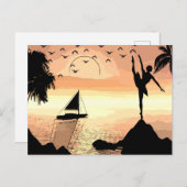 Carte Postale Ballerina Dancing Sunset Abstraite silhouette Art (Devant / Derrière)