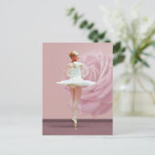 Carte Postale Ballerina en blanc avec Rose rose (Debout devant)