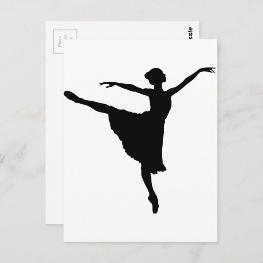 Carte Postale BALLERINA En Pointe (silhouette de ballet Dancer) (Devant / Derrière)