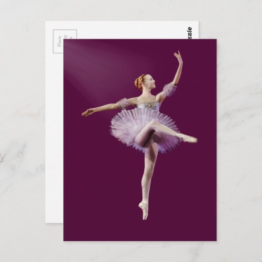 Carte Postale Ballerina en violet et blanc personnalisable (Devant / Derrière)