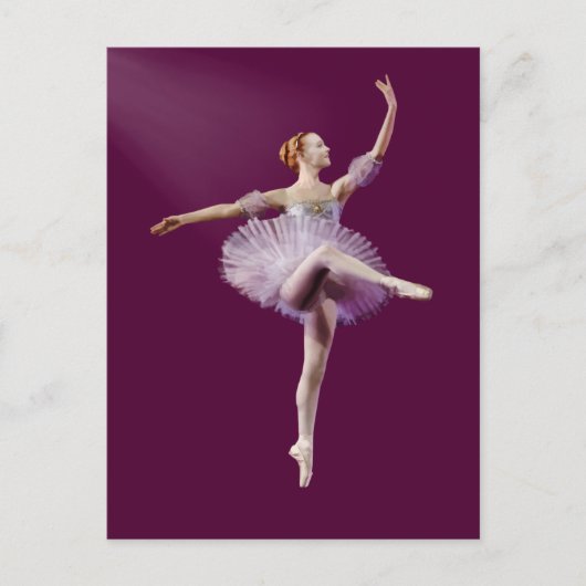 Carte Postale Ballerina en violet et blanc personnalisable (Devant)