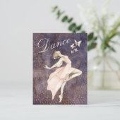 Carte Postale Ballerina et papillons dansent Ballet violet rose (Debout devant)
