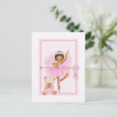 Carte Postale Ballerina fille & tétine ours pois rose (Debout devant)