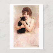 Carte postale Ballerina Holding Black Cat Belleuse (Devant)