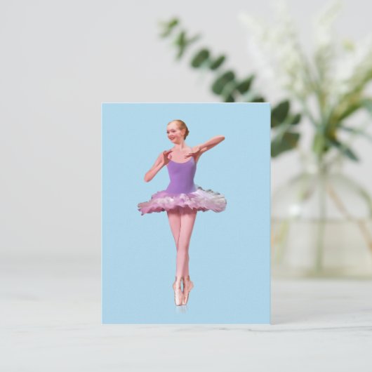 Carte Postale Ballerina On Point en violet et blanc (Debout devant)