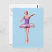 Carte Postale Ballerina On Point en violet et blanc (Devant / Derrière)