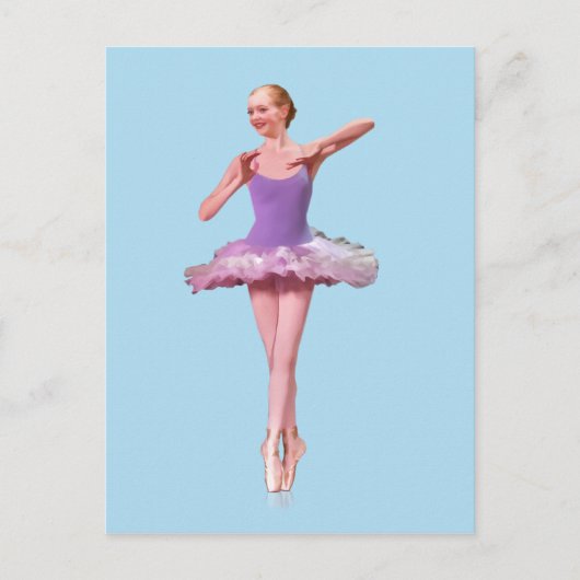 Carte Postale Ballerina On Point en violet et blanc (Devant)