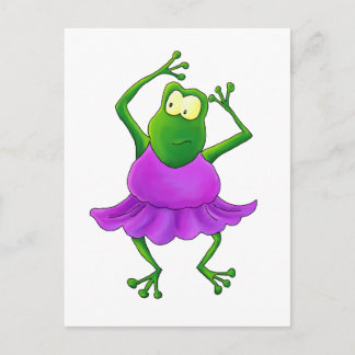 Carte Postale Ballerina Purple Tutu Dancing Frog