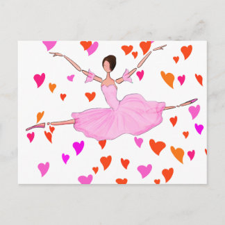 CARTE POSTALE BALLERINA ROSE DANSER ET SAUTER