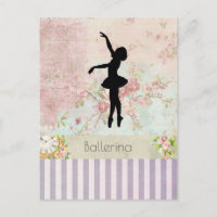 Ballerina Silhouette sur Elegant Motif Vintage