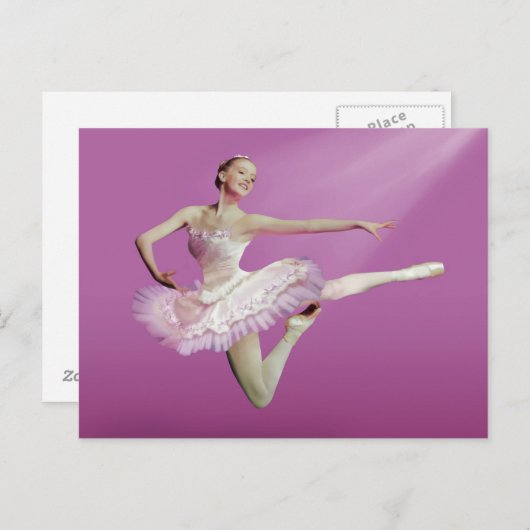 Carte Postale Ballerina sur rose (Devant / Derrière)