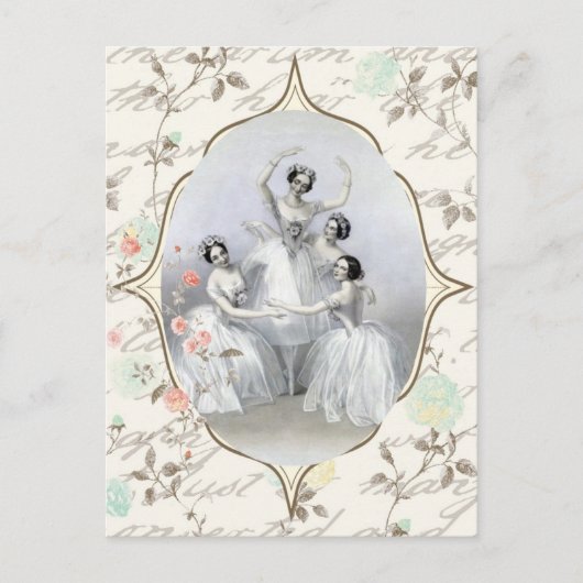 Carte Postale Ballerina vintage et typographie (Devant)