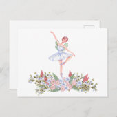 Carte Postale Ballerine de danse aquarelle (Devant / Derrière)