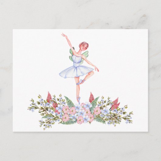 Carte Postale Ballerine de danse aquarelle (Devant)