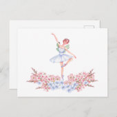 Carte Postale Ballerine de danse aquarelle (Devant / Derrière)