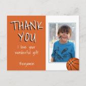 Carte Postale Balles de Basket-ball Garçon Photo Merci Anniversa (Devant)